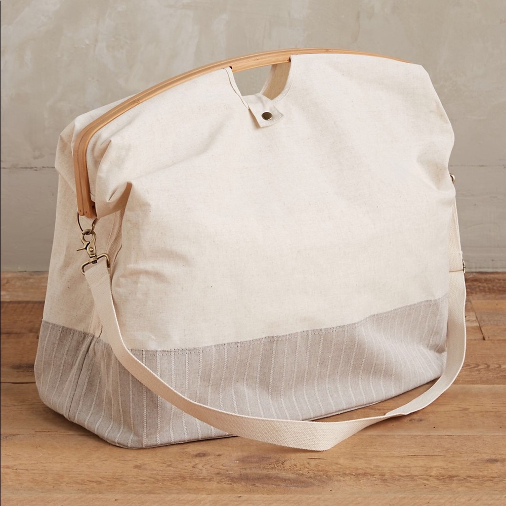 Large Light Grey Anthropologie Hamper Laundry Tote